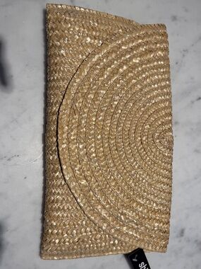 Shiraleah Woven Straw Large Clutch Lining Rafaella Snap Yellow NWT
